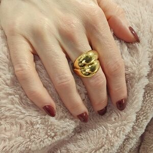 NEW Stainless Steel Gold Double Banded Dome Statement Ring - Multiple Sizes